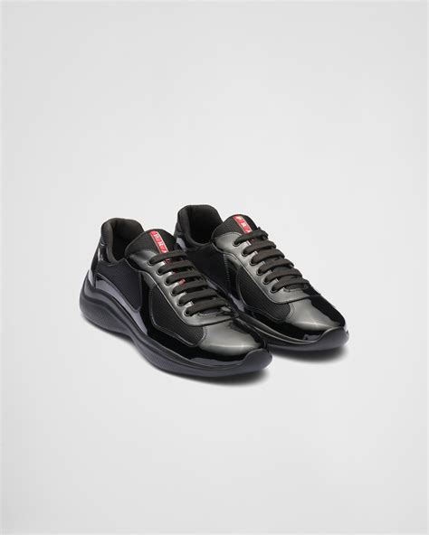 prada black sneaker|Prada denim sneakers.